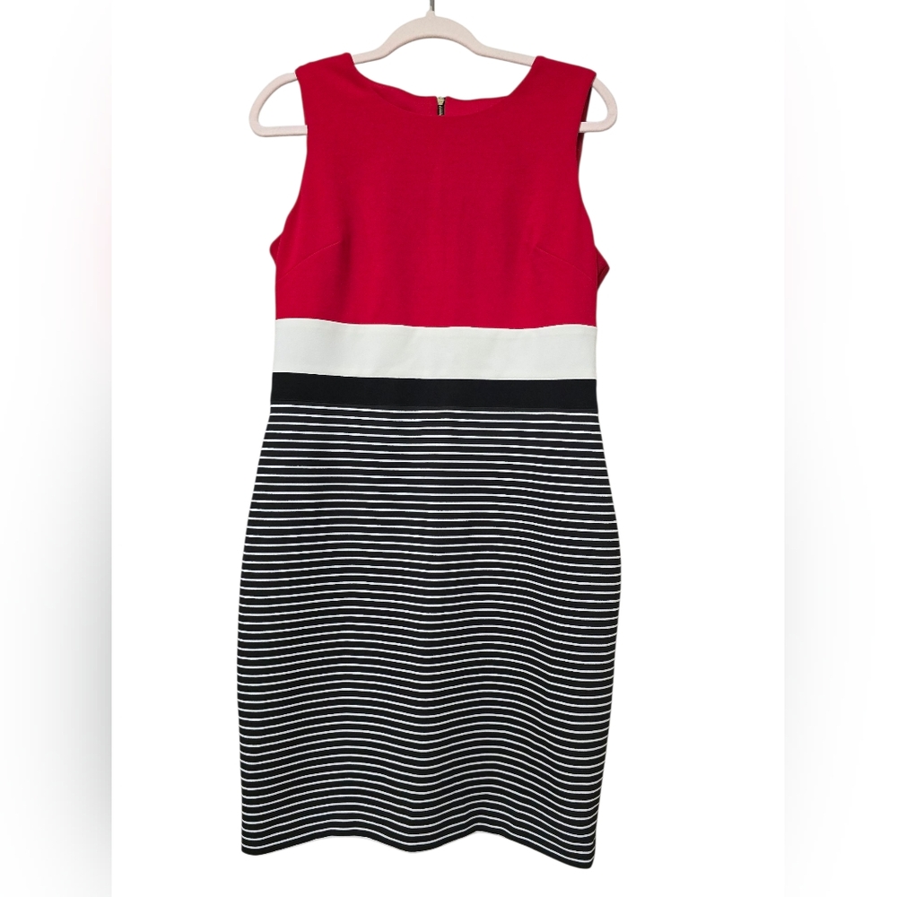 Tommy Hilfiger Red and White Sheath Midi Dress